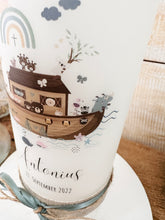 Load image into Gallery viewer, Christening candle / confirmation candle "Lukas" wreath of leaves - personalised