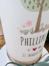 Charger l'image dans la galerie, Taufkerze "Phillipus" Kreuz | Herz | Fisch | Regenbogen | Wellen - personalisiert