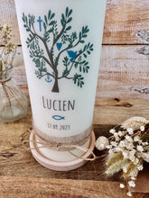 Load image into Gallery viewer, Christening candle / confirmation candle "Pepe" tree of life - personalised