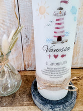 Load image into Gallery viewer, Taufkerze “Vanessa“ Leuchtturm - personalisiert