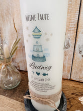 Load image into Gallery viewer, Taufkerze / Konfirmationskerze “Ludwig“ Leuchtturm - personalisiert