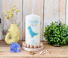 Lade das Bild in den Galerie-Viewer, Kerze zur Einschulung "Drache Lola" - personalisiert