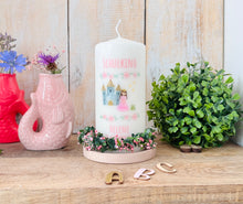 Lade das Bild in den Galerie-Viewer, Kerze zur Einschulung "Prinzessin Schloss Helene" - personalisiert