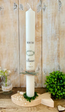 Load image into Gallery viewer, Christening candle / confirmation candle "Lukas" wreath of leaves - personalised