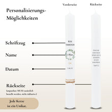 Lade das Bild in den Galerie-Viewer, Kommunionkerze "Anni" Eukalyptuskranz - personalisiert