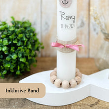 Lade das Bild in den Galerie-Viewer, Kommunionkerze "Emilia" christliche Symbole - personalisiert
