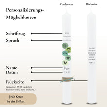 Load image into Gallery viewer, Kommunionkerze Symbole aqua – Ansicht 3