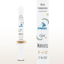 Lade das Bild in den Galerie-Viewer, Kommunionkerze "Manuel" - personalisiert