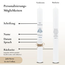 Load image into Gallery viewer, Kommunionkerze Segelboot blau – Ansicht 3