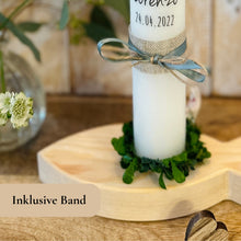 Lade das Bild in den Galerie-Viewer, Kommunionkerze - Mika " Eukalyptus Regenbogen - personalisiert