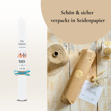Lade das Bild in den Galerie-Viewer, Kommunionkerze "Robin" Ihr seid meine Freunde- personalisiert