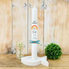 Load image into Gallery viewer, Kommunionkerze "Rudi" Regenbogen - personalisiert