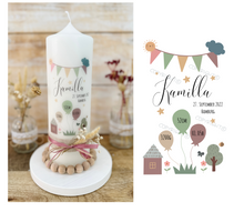 Load image into Gallery viewer, Christening candle / confirmation candle "Lukas" wreath of leaves - personalised