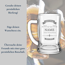 Lade das Bild in den Galerie-Viewer, Bierglas mit Gravur Leonardo - Personalisiertes Geburtstagsgeschenk für Männer