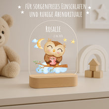 Load image into Gallery viewer, Personalisiertes Nachtlicht für Babys mit Namen Datum Eule - Individuelle Geschenke Baby