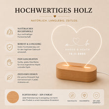 Charger l'image dans la galerie, VILLA ROSA LOTTA Hochzeitsgeschenke für Brautpaar – LED-Acrylglas Nachtlicht