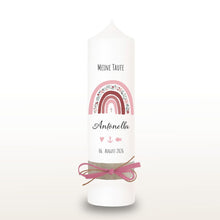 Load image into Gallery viewer, Taufkerze "Antonella" Blumen Regenbogen - personalisiert