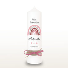 Lade das Bild in den Galerie-Viewer, Kommunionkerze "Antonella" Blumen Regenbogen - personalisiert