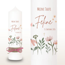 Charger l'image dans la galerie, Taufkerze "Feline" Wal hell blau mit christlichen Symbolen - personalisiert