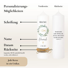 Load image into Gallery viewer, Taufkerze "Heinrich" Eukalyptuskranz - personalisiert