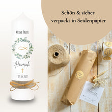 Load image into Gallery viewer, Taufkerze "Heinrich" Eukalyptuskranz - personalisiert