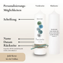 Lade das Bild in den Galerie-Viewer, Taufkerze Symbole blau – Ansicht 4