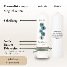Charger l'image dans la galerie, Taufkerze "Konstantin" christliche Symbole - personalisiert
