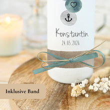 Charger l'image dans la galerie, Taufkerze "Konstantin" christliche Symbole - personalisiert