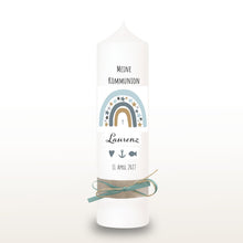 Lade das Bild in den Galerie-Viewer, Kommunionkerze "Laurenz" Sterne Regenbogen - personalisiert