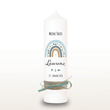 Charger l'image dans la galerie, Taufkerze "Laurenz" Sterne Regenbogen - personalisiert