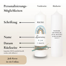Lade das Bild in den Galerie-Viewer, Taufkerze Regenbogen Sterne blau – Ansicht 4