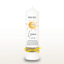 Charger l'image dans la galerie, Taufkerze "Leano" Wal hell blau mit christlichen Symbolen - personalisiert