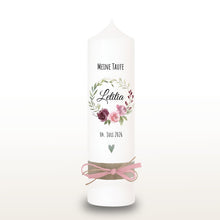 Charger l'image dans la galerie, Taufkerze "Letitia" Blumen - personalisiert