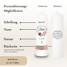 Lade das Bild in den Galerie-Viewer, Taufkerze Blattkranz Rosen rosa – Ansicht 4