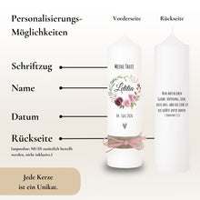 Charger l'image dans la galerie, Taufkerze "Letitia" Blumen - personalisiert