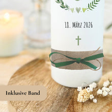 Load image into Gallery viewer, Taufkerze "Lukas" Blätterherzenkranz - personalisiert