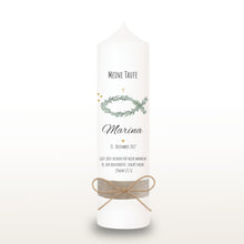 Charger l'image dans la galerie, Taufkerze "Marina" Eukalyptusfisch Spruch - personalisiert