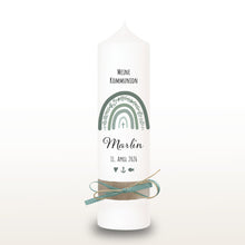 Lade das Bild in den Galerie-Viewer, Kommunionkerze "Marlin" Eukalyptus Regenbogen - personalisiert