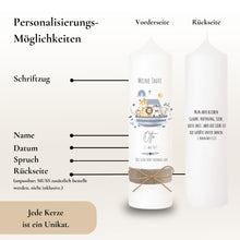 Lade das Bild in den Galerie-Viewer, Taufkerze Wal Symbole blau – Ansicht 4