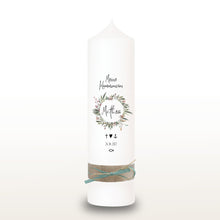 Lade das Bild in den Galerie-Viewer, Kommunionkerze "Penelope" Blumenkranz - personalisiert