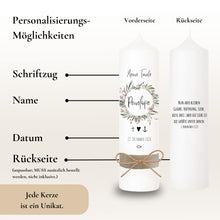 Charger l'image dans la galerie, Taufkerze "Penelope" Blumenkranz - personalisiert