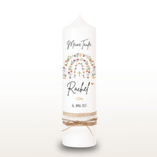 Lade das Bild in den Galerie-Viewer, Taufkerze "Ronni Spitze" Blumen Regenbogen - personalisiert