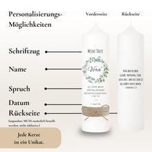 Load image into Gallery viewer, Taufkerze "Vera" Eukalyptuskranz - personalisiert