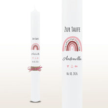 Load image into Gallery viewer, Taufkerze "Antonella" Blumen Regenbogen - personalisiert