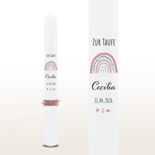 Load image into Gallery viewer, Taufkerze "Cecilia" Eukalyptus Regenbogen - personalisiert