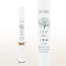 Load image into Gallery viewer, Taufkerze "Josef" Wal hell blau mit christlichen Symbolen - personalisiert