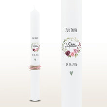 Charger l'image dans la galerie, Taufkerze "Letitia" Blumen - personalisiert