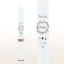 Charger l'image dans la galerie, Taufkerze "Penelope" Blumenkranz - personalisiert