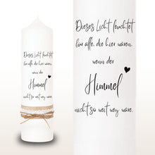 Charger l'image dans la galerie, Trauerkerze "Ciel"