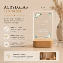 Charger l'image dans la galerie, VILLA ROSA LOTTA Hochzeitsgeschenke für Brautpaar – LED-Acrylglas Nachtlicht